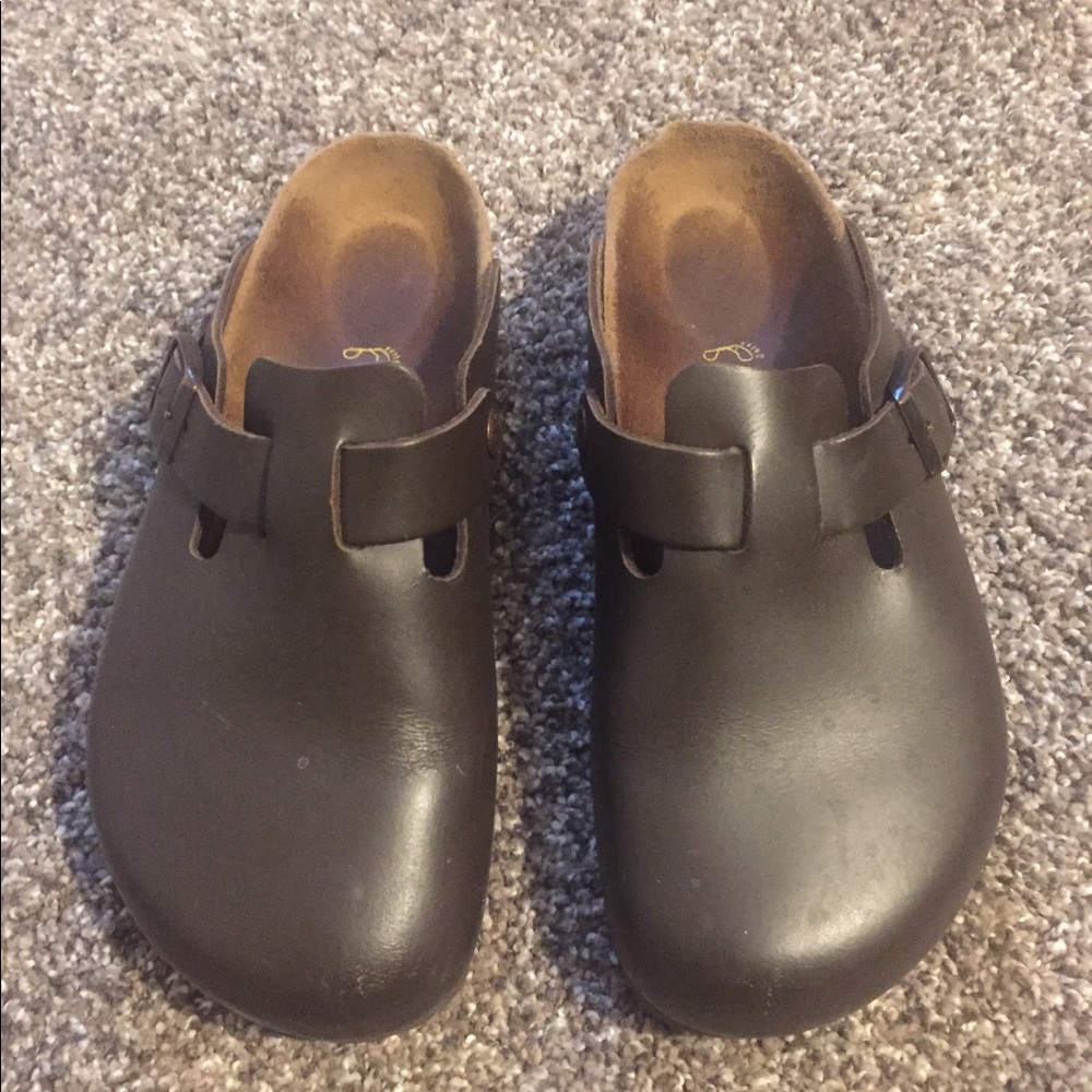 Brown Birkenstock clogs